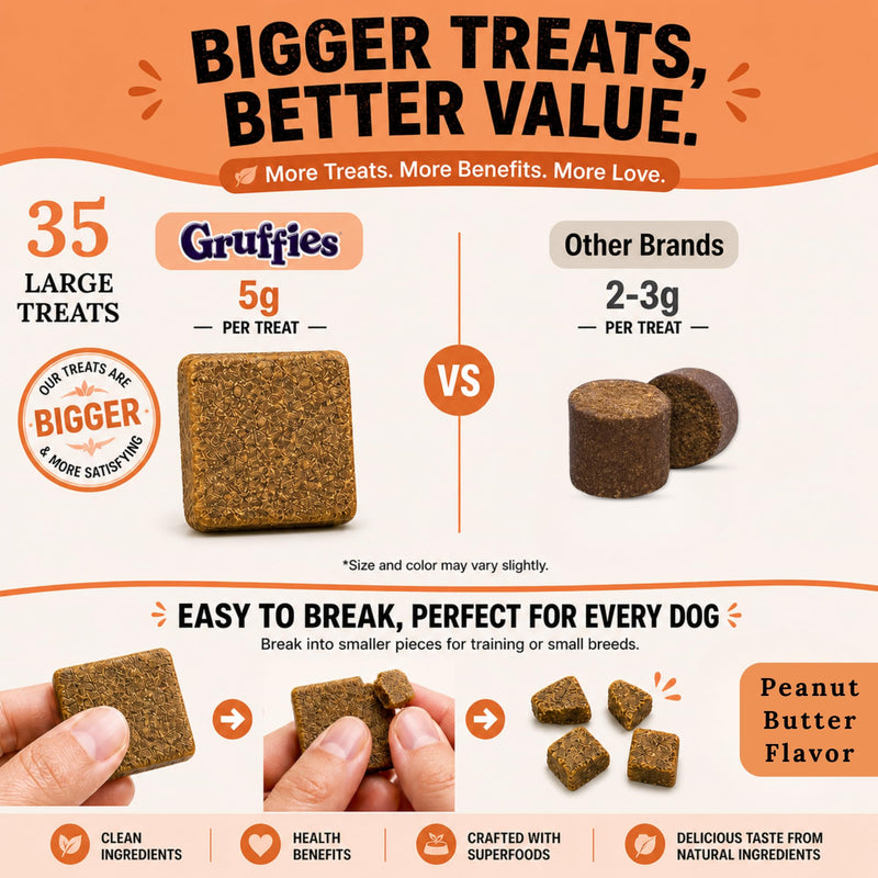 Gruffies Organic Hip & Joint Dog Treats – Natural Joint Supplement for Dogs with Turmeric & Ginger, Healthy Peanut Butter Treats for Mobility, Vet Approved, Non-GMO, Made in Canada, 6 oz (Pack of 1) 6 Ounce (Pack of 1)