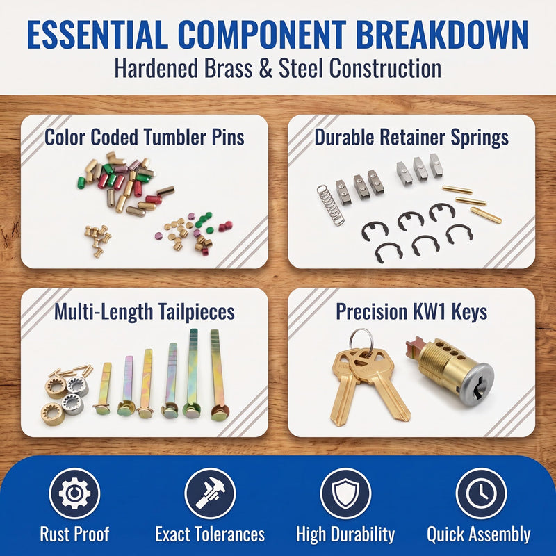 KW1 Rekey Kit, Color-Coded Pin Set for Lock Cylinder Maintenance