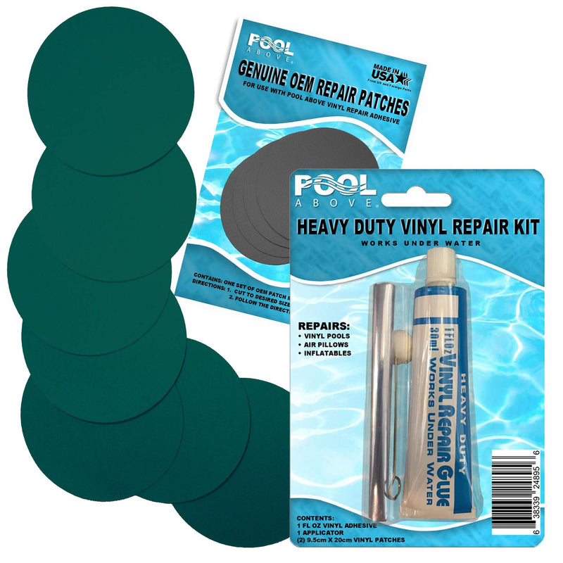 Heavy Duty Vinyl Repair Patch Kit for Above-Ground Pool Liner Repair; Glue and Patch Inflatables; Boat; Raft; Kayak; Air Beds; Inflatable Mattress Repair Charcoal