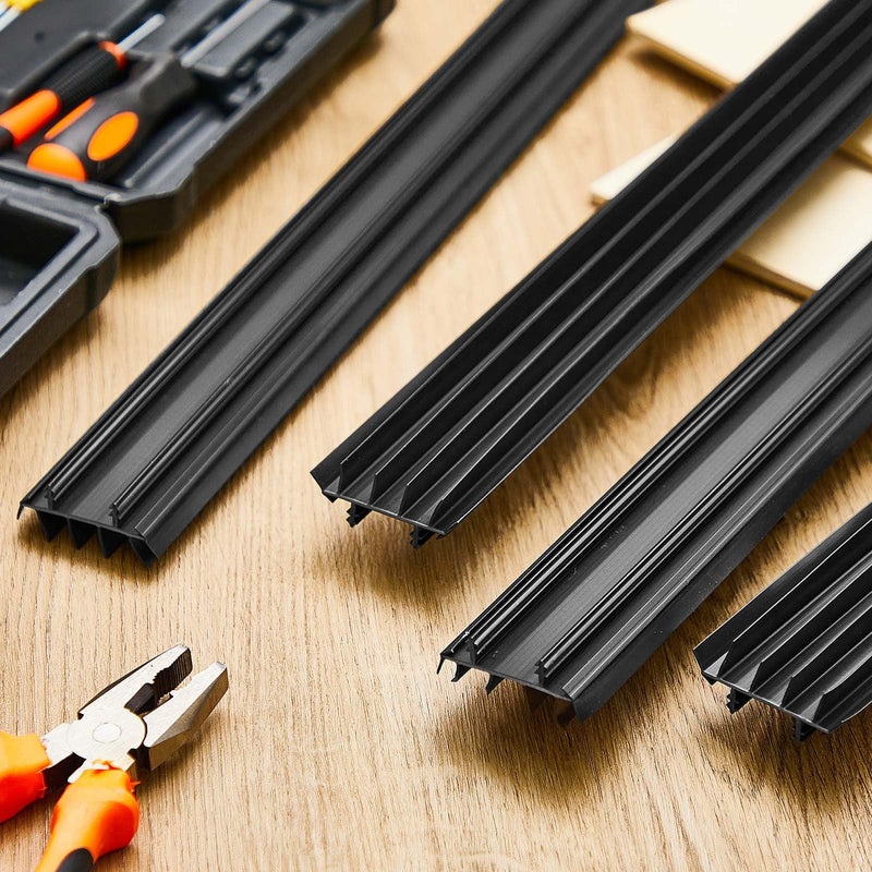 Replacement Door Bottom with Vinyl Fins 36" Long 1 3/4" Wide Threshold Seal Bottom of Door Weatherstrip Kerf Weather Stripping for 7/8" Between Barbs(Black,2 Pcs) 2 Black