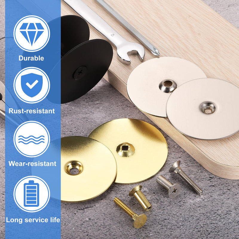 uxcell 4 Set Door Hole Cover Plate, 2-5/8" Diameter Round Deadbolt Cover Plate Metal Door Knob Handle Hole Filler Plate with Connecting Screws, Imitation Gold