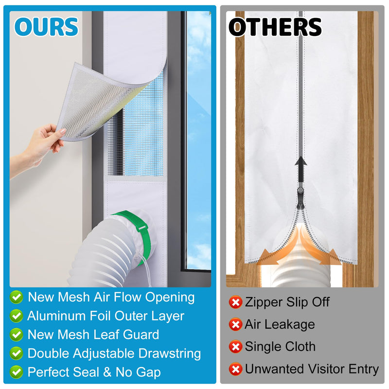 Air Jade Portable Air Conditioner Sliding Door Vent Kit, Insulated Sliding Door AC Vent Kit with Mesh Vent, Adjustable Door Seal Kit from 76" to 92", Fits 4", 5" and 5.9" Duct & Hose, with Leaf Guard Fit up to 92 inches