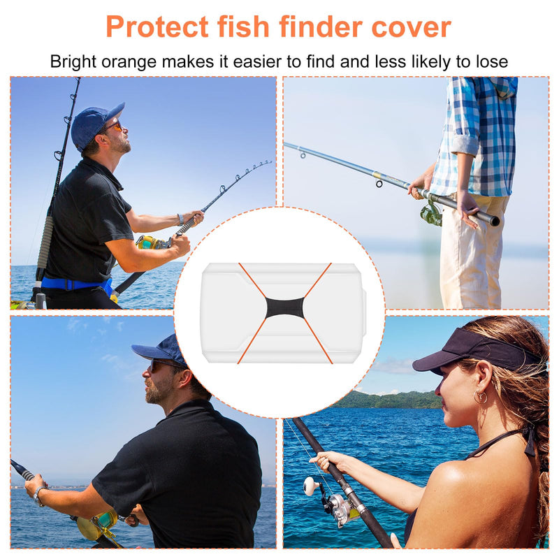 2pcs Fishing Graph Cover Straps Compatible with Humminbird & Lowrance, Adjustable Fish Finder Cover Bungee with Adjustable Buckle and Stretchable Accessories Cord Fit up to 18in Screens (Orange)