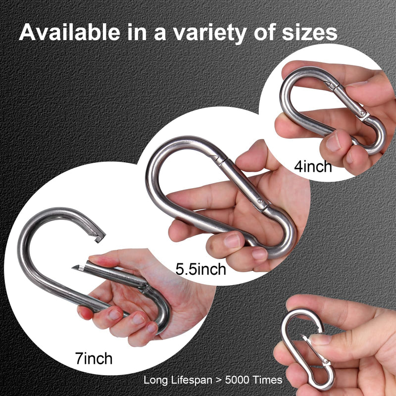 Small Carabiner Clip Hooks, 10pcs 1.57 inch Carabiners Heavy Duty, 304 Stainless Steel Spring Snap Hook Fits Camping Hiking, Metal Clips for Rope Chain Keys Rings 1.57 IN 10