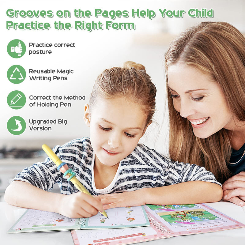 Magic Ink Copybooks for Kids Reusable Handwriting Workbooks for Preschools Grooves Template Design and Handwriting Aid (5) 5