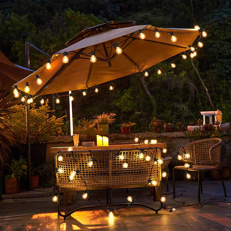 Mlambert 50Ft LED Outdoor String Lights G40 Globe Dimmable Patio Light, Waterproof Hanging String Light with 27 Warm White Shatterproof Bulbs(2 Spare) Black 1
