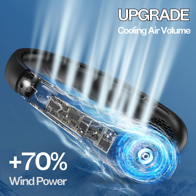 KIDEE Neck Fan, Portable Bladeless Neck Fans, Upgrade 360° Airflow, Super Quiet, 3 Speeds, 4000mAh Personal Wearable Neck Fan, Upgraded Cooling Air Volume USB Rechargeable Hands Free Fan Dark-black