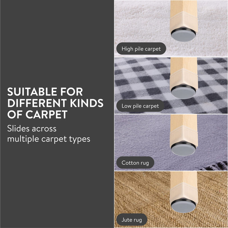 Aneaseit Chair Leg Sliders for Carpet - 1 1/8" x 16 pcs Clear - Silicone Heavy Duty Furniture Movers w/PTFE Bottom - Table Feet Covers Pads Protectors for Smooth Glides - Small Transparent-16