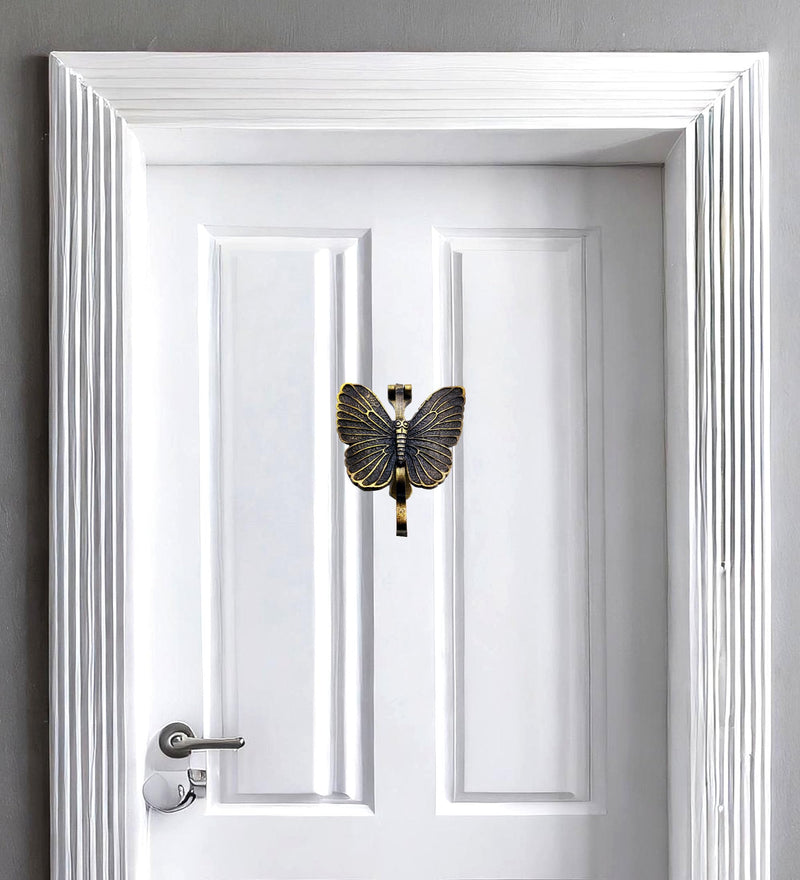 5MOONSUN5's Butterfly Door Knocker Door Knocker for Front Door | Antique Finish Solid Cast Iron Door Knockers with Strike Plate