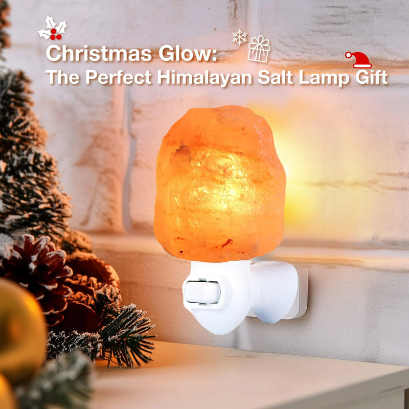 Himalayan Salt Lamp Night Light Plug in, Certificated 360 Degree Rotatable Wall Plug with Extra 2 Replacement Bulbs Bathroom Bedroom Night Light, Pink Crystal Rock Salt Hand Crafted Natural-1 pack