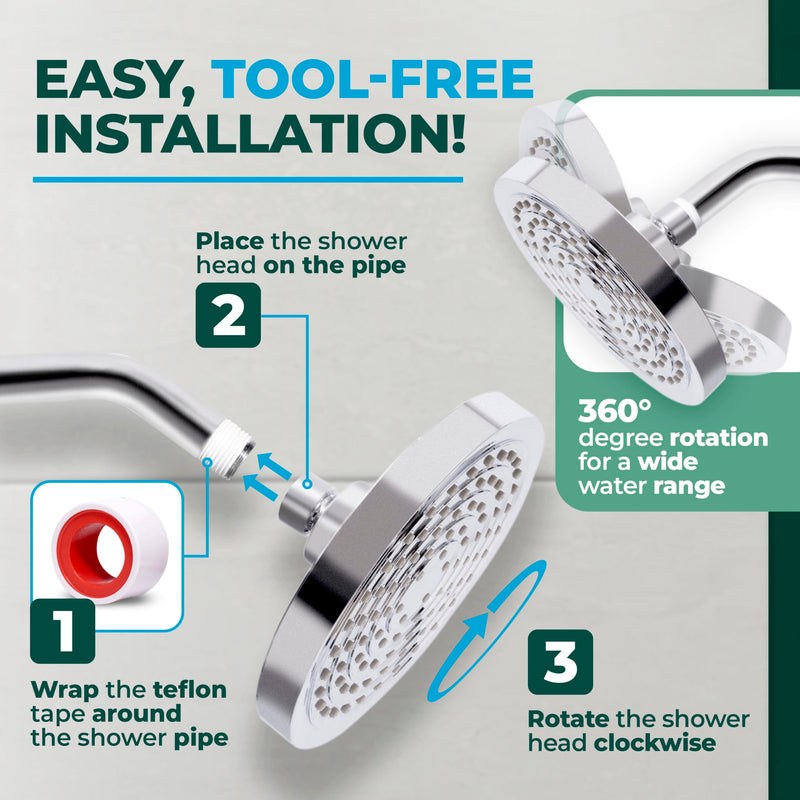 Winthorpe Conservation Rain Shower Head, Brushed Nickel, Round, Low Flow, High Pressure, 1.8 GPM Water Saving, 360 Degree, Eco and Energy Efficient Rainfall Showerhead