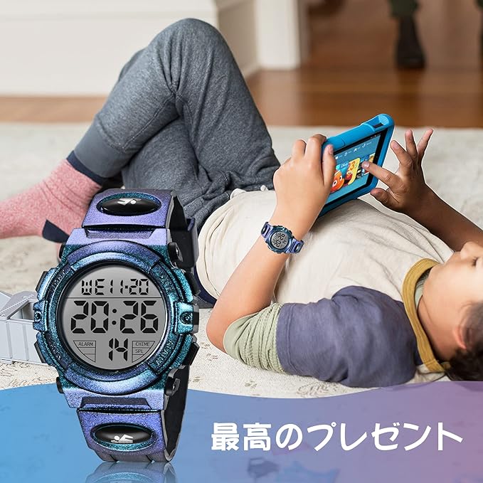 Kids Watch Boys Digital Boys Sports Watch Outdoor Multifunction 50M Waterproof Alert Date Day Display, 04-indigo blue - NewNest Australia