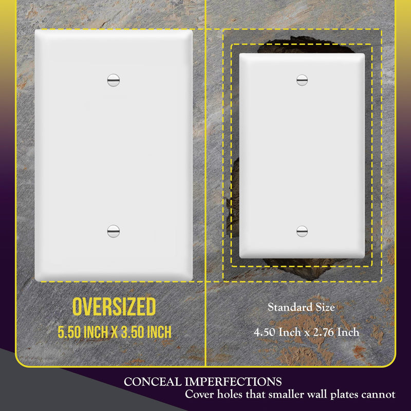 ENERLITES Blank Device Wall Plate, Jumbo Blank Covers, Over-Size 1-Gang 5.5" x 3.5", Unbreakable Polycarbonate Thermoplastic, 8801O-W, White 1 Pack