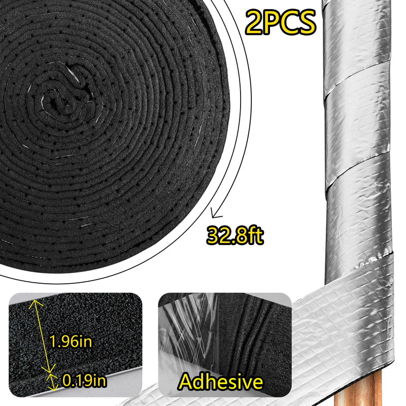 32.8 FT Pipe Insulation Wrap,Foil Pipe Wrap Insulation Tape Self Adhesive for Outdoor Indoor Pipe Insulation Wrap Freezing Weather （Black 1pack） Black 1 Pack