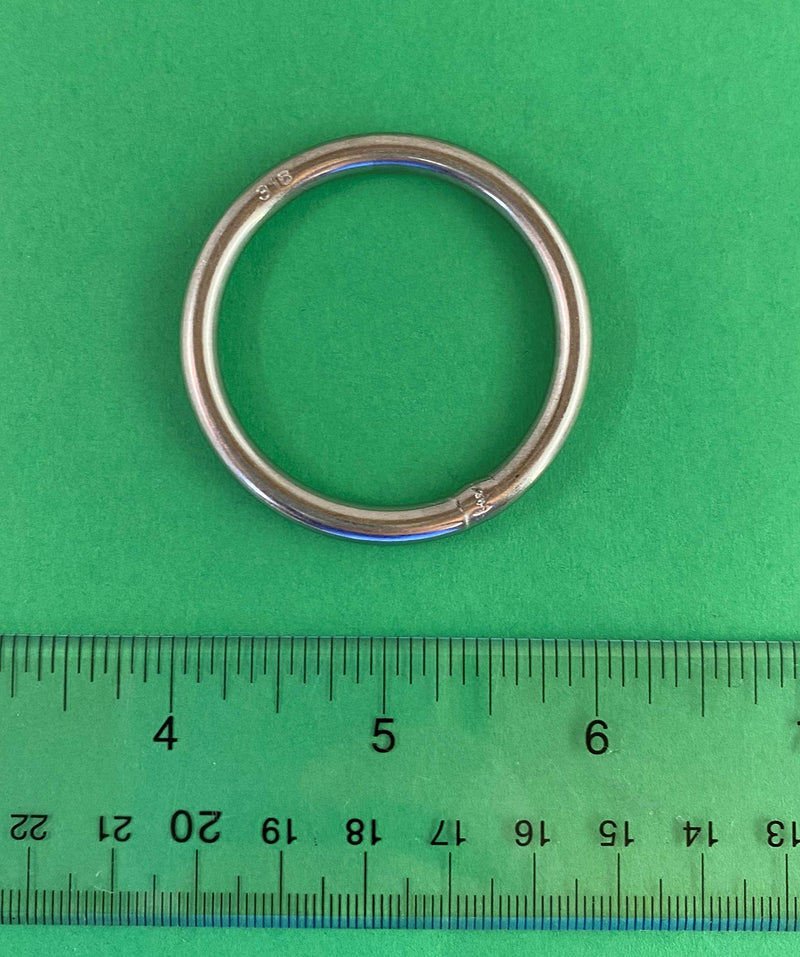 US Stainless 10 Pieces Stainless Steel 316 Round Ring Welded 3/16" x 1 3/4" (5mm x 45mm ID) Marine Grade