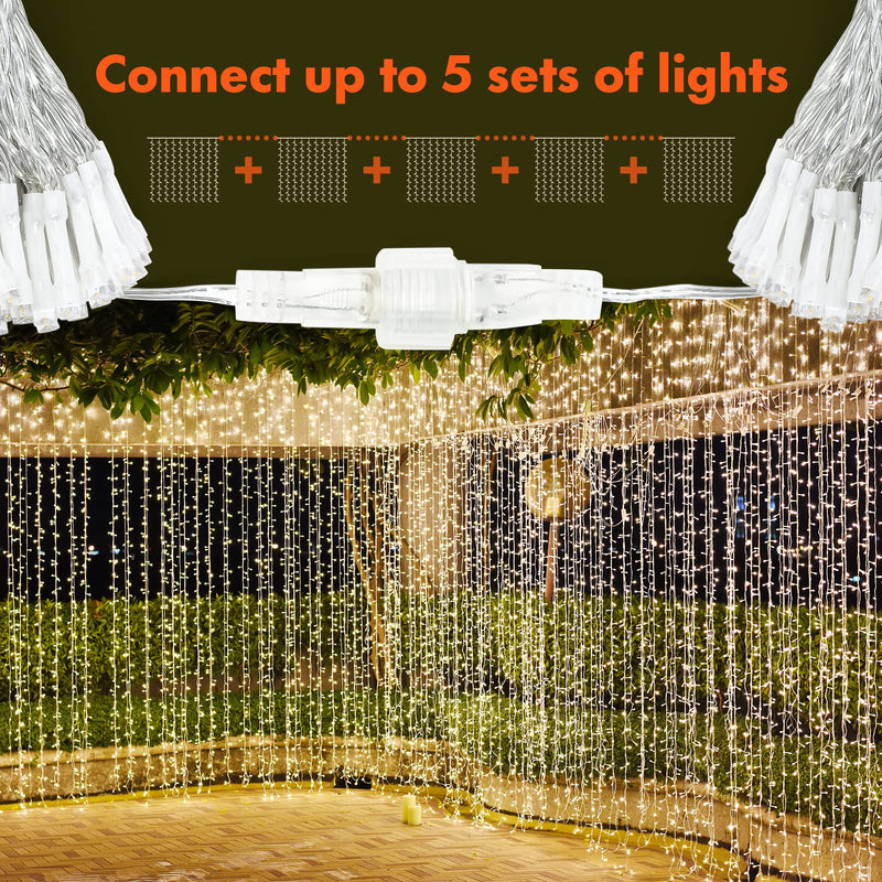 Twinkle Star 300 LED Curtain String Lights, 8 Modes Plug in Fairy Lights for Bedroom,Wedding,Party,Birthday, Hanging Twinkle Light for Indoor Outdoor Wall Window Backdrop Decoration, Warm White *Warm white