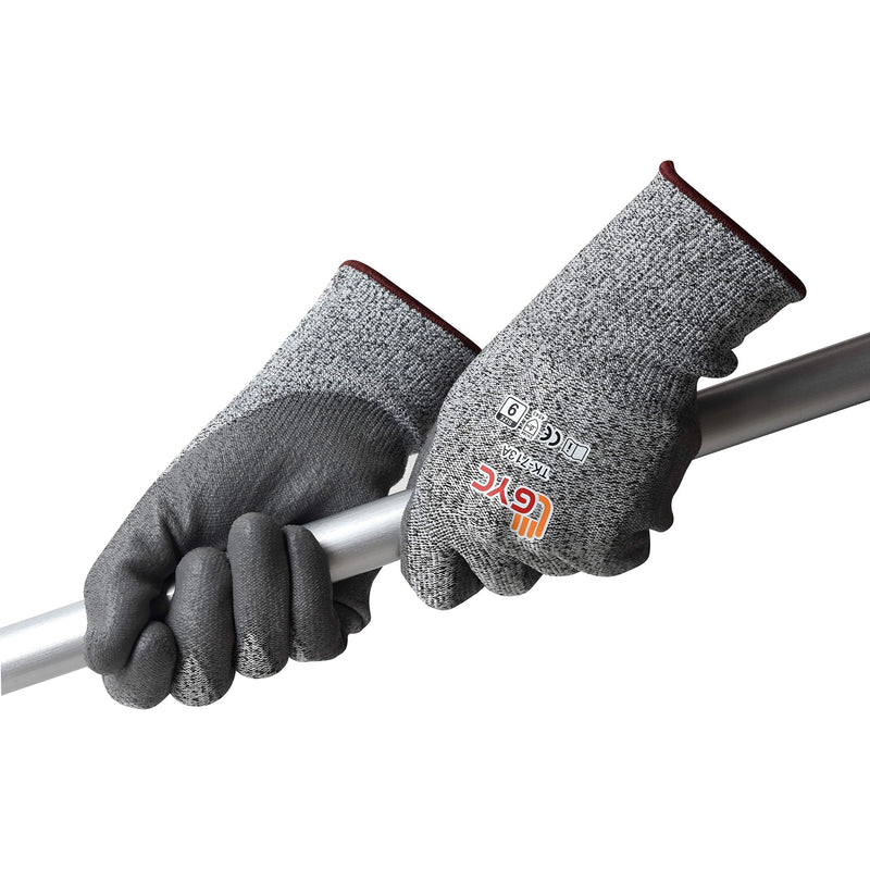 GYC Gloves, Cut Resistant Safety Work Gloves - Level 5 Cut Protection, 10 Pairs Pack - Excellent Dexterity & Breathability, Comfortable Soft PU coated (TK-713A/Size 10 - X-LARGE) Tk-713a_10(xl) 10 Pairs