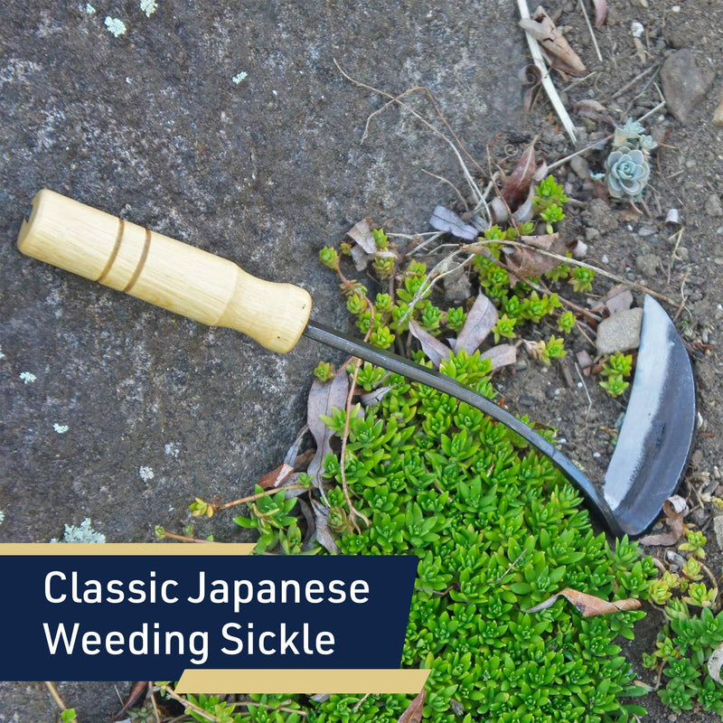 Kings County Tools Japanese Made Weeding Sickle Tool | Nejiri Kama | Razor Sharp 4" Drop Forged Steel Blade | Designed for Strength, Durability, and Quick Weed Removal | 7" Overall Length