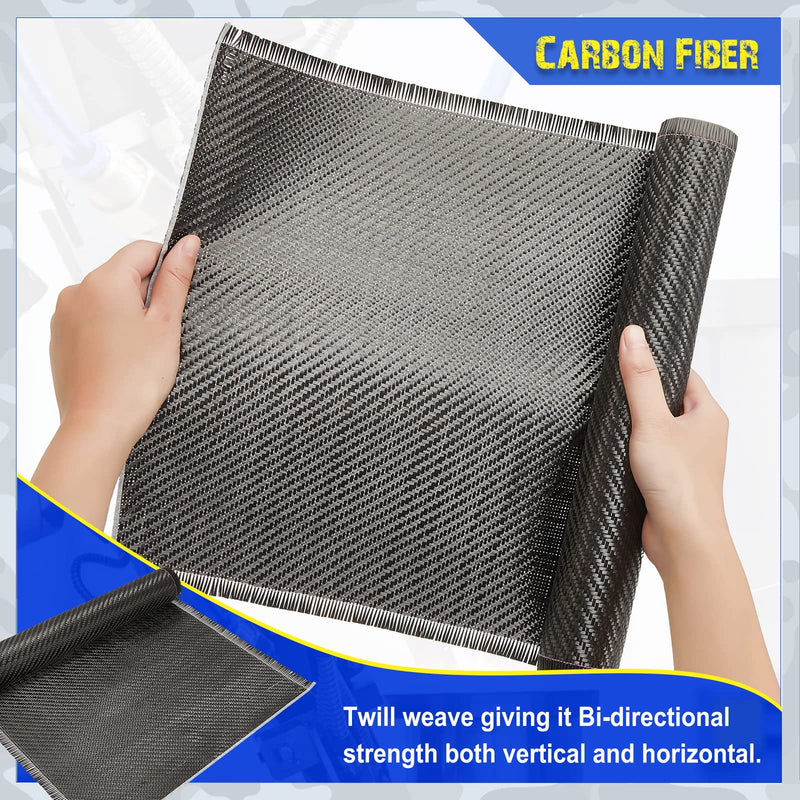 Tudomro 10ft x 12" Carbon Fiber Fabric Black Carbon Fiber Sheet Pure Cloth 2 x 2 Twill Weave-3k/220g for Cars Structural Reinforcement on Concrete Wall Basement Boat Repair(1 Roll) 1 10ft x 12"