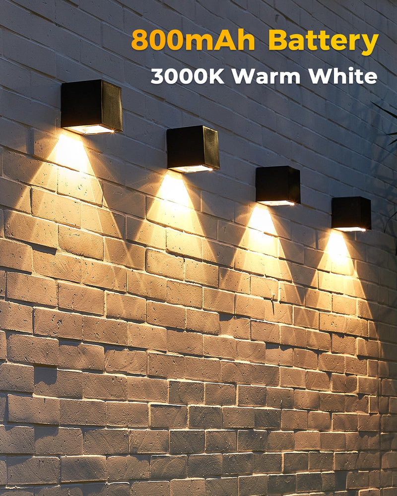 LUHLEE Solar Wall Lights Outdoor,Square Modern Solar Wall Sconce Lights, IP65 Waterproof Solar Fence Lights, Solar Outdoor Lights for House Wall,Porch,Garden,Yard, Patio,Fence Decor Black