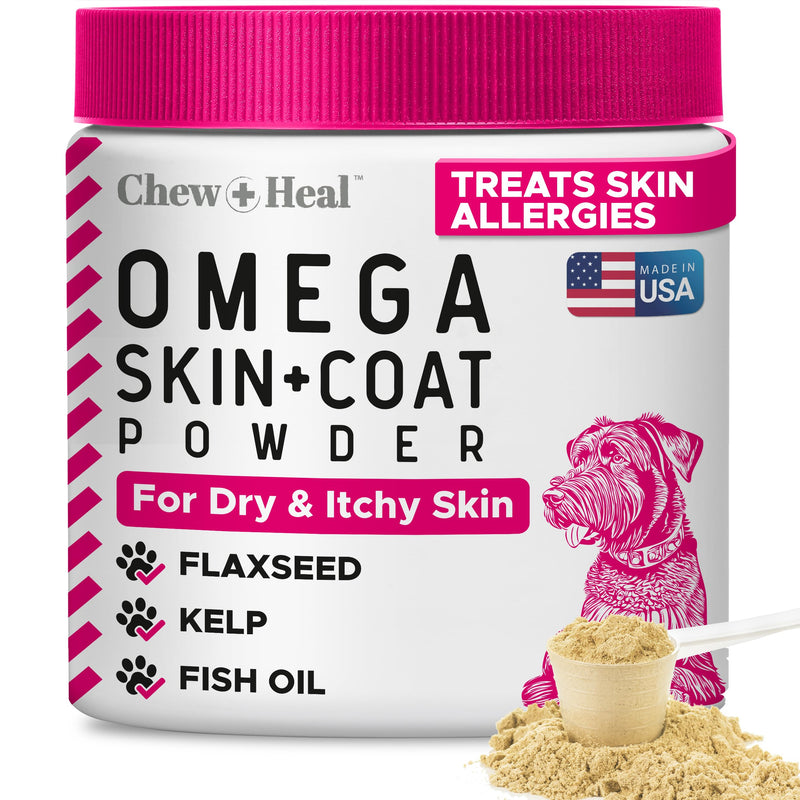 Omega 3 Powder for Dogs - 5.4 oz of Dog Powder Supplement for Skin and Coat - Made with Omega 3, 6, and 9 Fatty Acids, Biotin, and Vitamin C - Made in the USA 5.4 Oz.