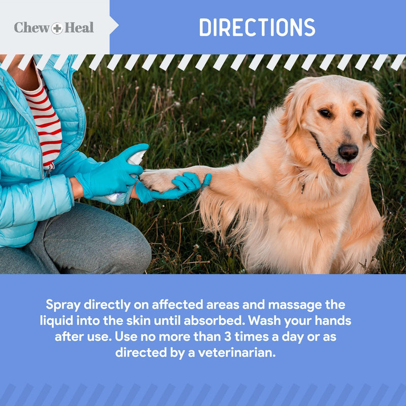 Chew + Heal Labs Medicated Dog Paw Spray - 8 oz Advanced Chlorhexidine Hot Spot Treatment Spray with 1% Ketoconazole 2% Chlorhexidine for Dogs - Good for All Breeds - Made in the USA