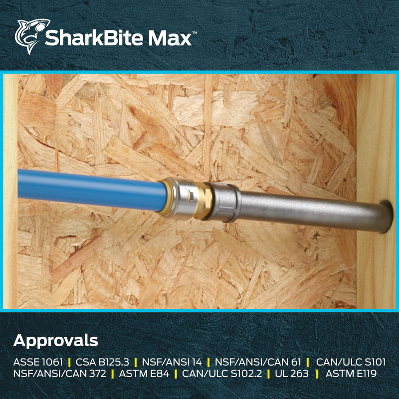 SharkBite Max 3/4 Inch MNPT Adapter, Push to Connect Brass Plumbing Fitting, PEX Pipe, Copper, CPVC, PE-RT, HDPE, UR134A 3/4 in.