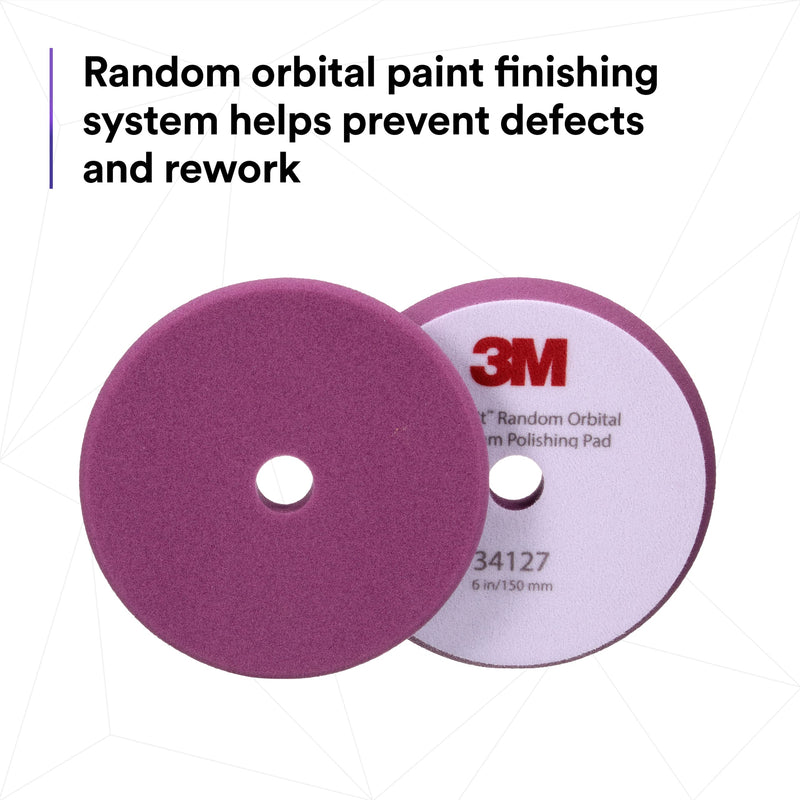3M Perfect-It Random Orbital Foam Polishing Pad, 6"/150 mm, Purple, 34127, for Automotive Compounding and Polishing 150mm 6"