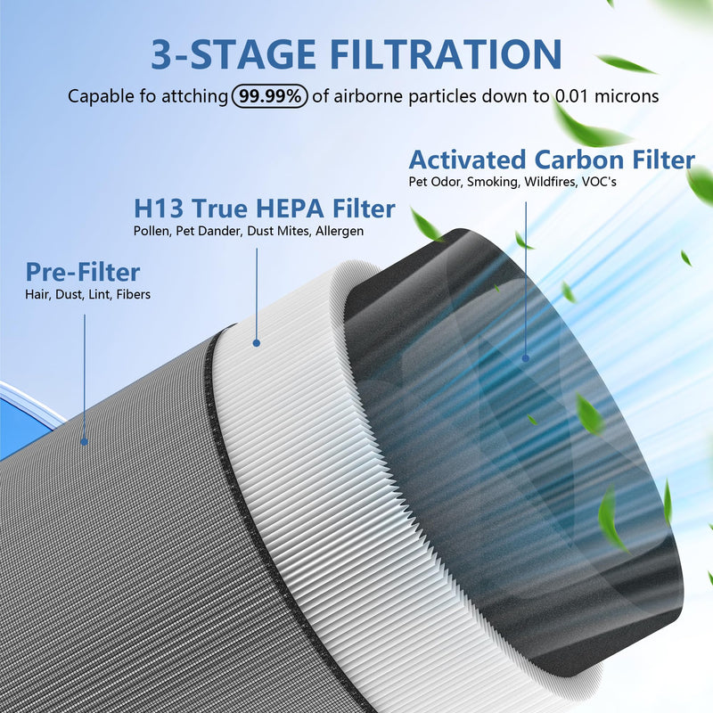 C610 Replacement Filter Z Compatible with Winix C610 Air Purifier, 3-in-1 H13 True HEPA with Activated Carbon Filter, 1712-0121-00 Filter Z 2-Pack