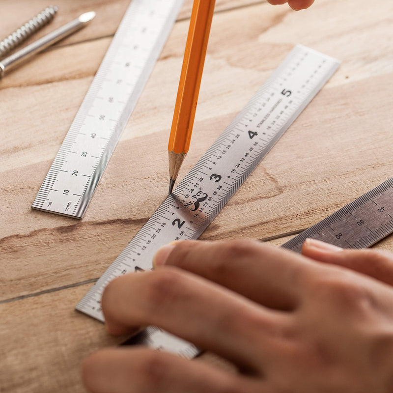 Mr. Pen- Machinist Ruler, Ruler 6 inch, 3 Pack, mm Ruler, Metric Ruler, Millimeter Ruler, (1/64, 1/32, mm and .5 mm), Metal Ruler 6 inch, Precision Ruler, 6 inch Ruler, Stainless Steel Ruler, Rulers