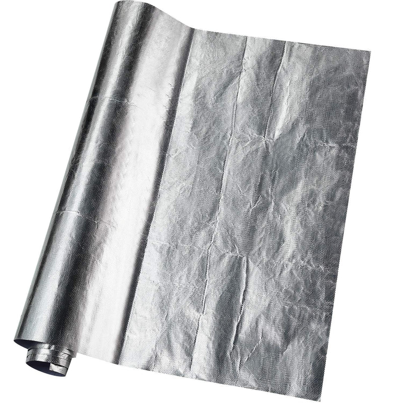 BBTO Heat Reflective Sheet Adhesive Backed Aluminized Fiberglass Heat Shield Tape Protection Barrier Heat Shield Resistant Material for Hose and Auto Use Heat Insulation Sheet(Silver, 12 x 60 Inch) Silver