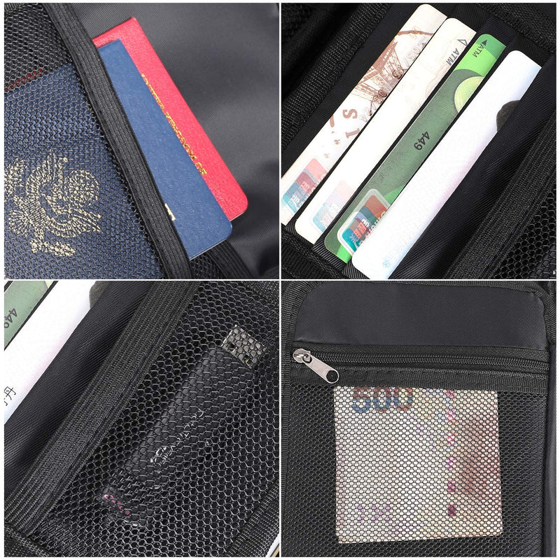 ENGPOW Small Fireproof Bag with Lock,Fireproof Soft Money Organizer Case (9x 5.3 x 3.7 inches),3-Layer Cash Safe Coin Organizer Bag Set Storage for Valuables-Currency,Keys,Card,Passport(2 Pack) Black and Silver