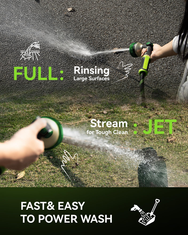 RAINPOINT Hose Sprayer Nozzle Heavy Duty - 8 Spray Patterns Garden Hose Nozzle with Adjustable Flow Control for Watering Plants, Washing Cars,Washing Pets, Thumb Control (Olive Green) Olive Green 1