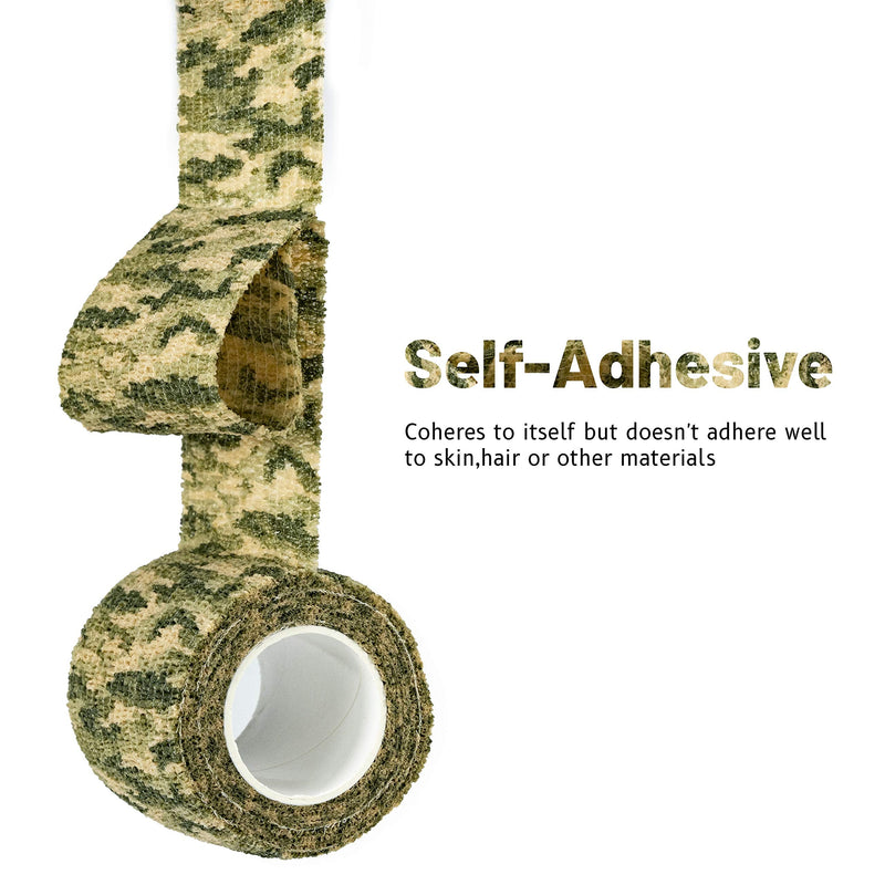 9 Rolls Self Adhesive Wrap Athletic Tape Gauze, Breathable Elastic Cohesive Bandage for Sports Injury & Pet (7 Pcs 2" x 5 Yards + 2 Pcs 1" X 5 Yards) (Woodland Multicam Camo) Woodland Multicam Camo
