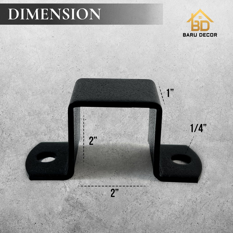 2x2" Square Tube Strap Clamp, Powder Coated Black, bracket clamp U-type - 4-Pack 2"x2"