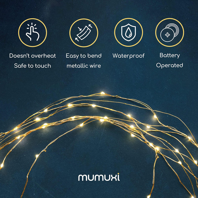 MUMUXI 12 Pack 7.2ft Fairy Lights Battery Operated String Lights, 20 Mini LEDs for Centerpiece Table Decorations, Wedding Party Bedroom Mason Jar Christmas Decor, Warm White 7.2 Ft-12 Pack-20 LED