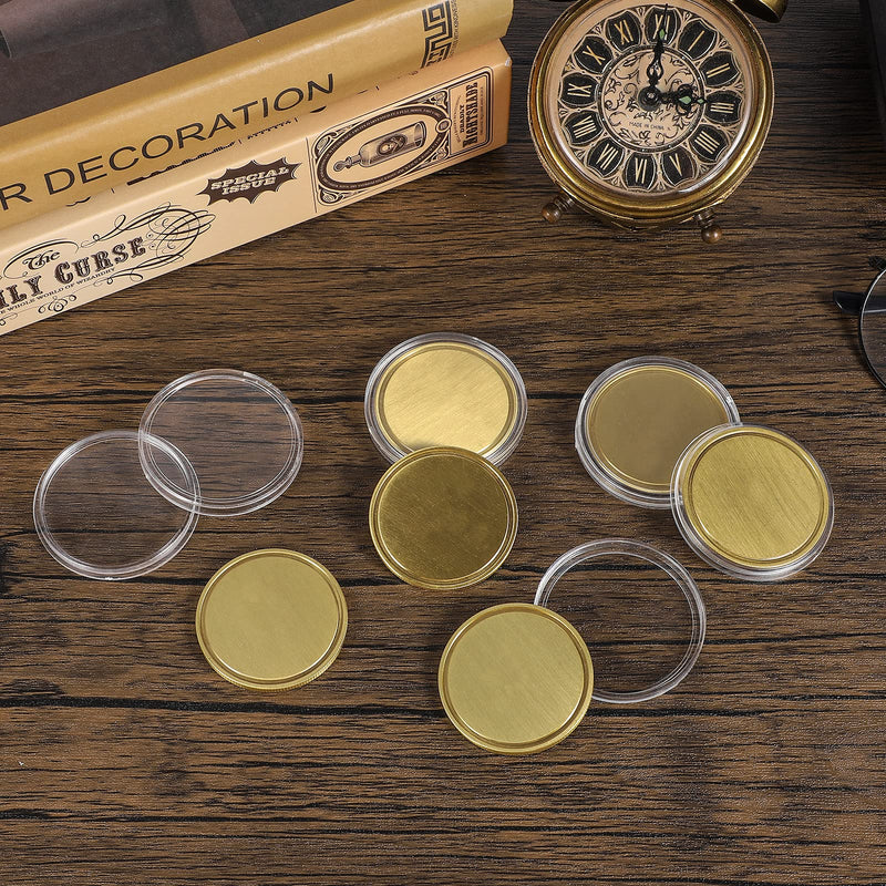 Blank Brass Challenge Coin Laser Engraving Custom Coins Blanks 40 mm with Acrylic Protection Box for DIY Crafts Birthday Travel Commemorative Collection (10pcs Brass) 10 Brass