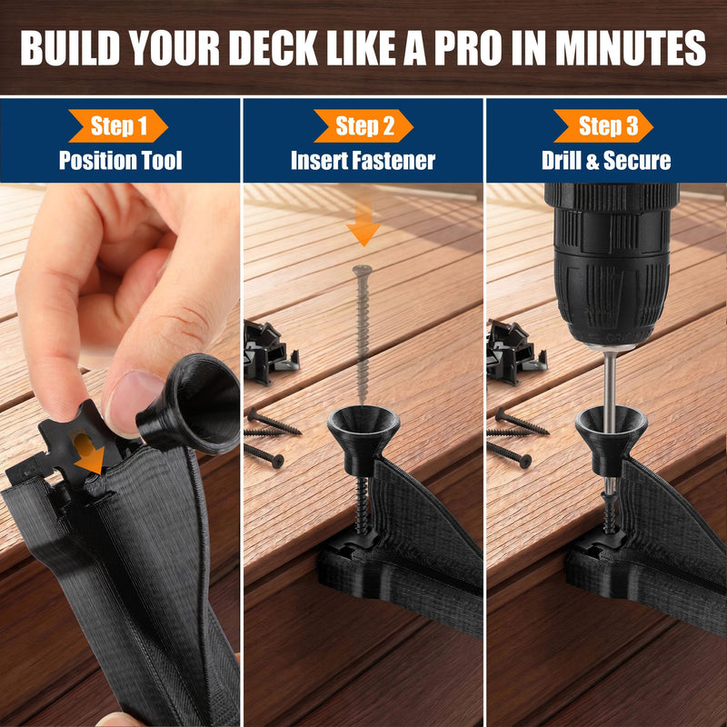 Hohean Hidden Fastener Installation Tool Kit Compatible with Trex Decking, Includes 100 Deck Fasteners, 100 Stainless Steel Screws & Drill Bit, Composite Decking Installation Tool Set