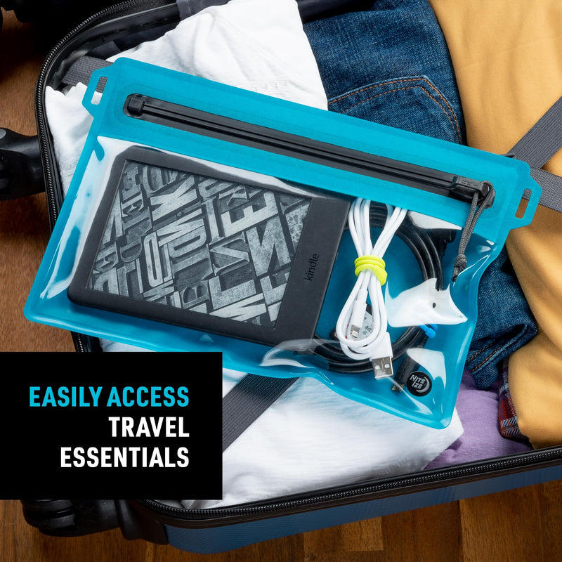 Nite Ize RunOff Waterproof Travel Pouch with TRU Zip - Dry Pouch for Phone & Travel Necessities - Touchscreen Friendly - Waterproof with Reliable Zipper - Blue, Medium