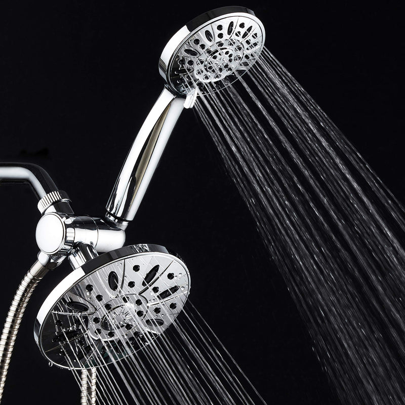 AquaDance 6" Premium High Pressure 3-way Rainfall Shower Combo Combines the Best of Both Worlds - Enjoy Luxurious Rain Showerhead and 6-setting Hand Held Shower Separately or Together! Chrome