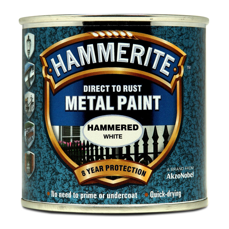 Hammerite 5084836 Metal Paint: Hammered White 250ml