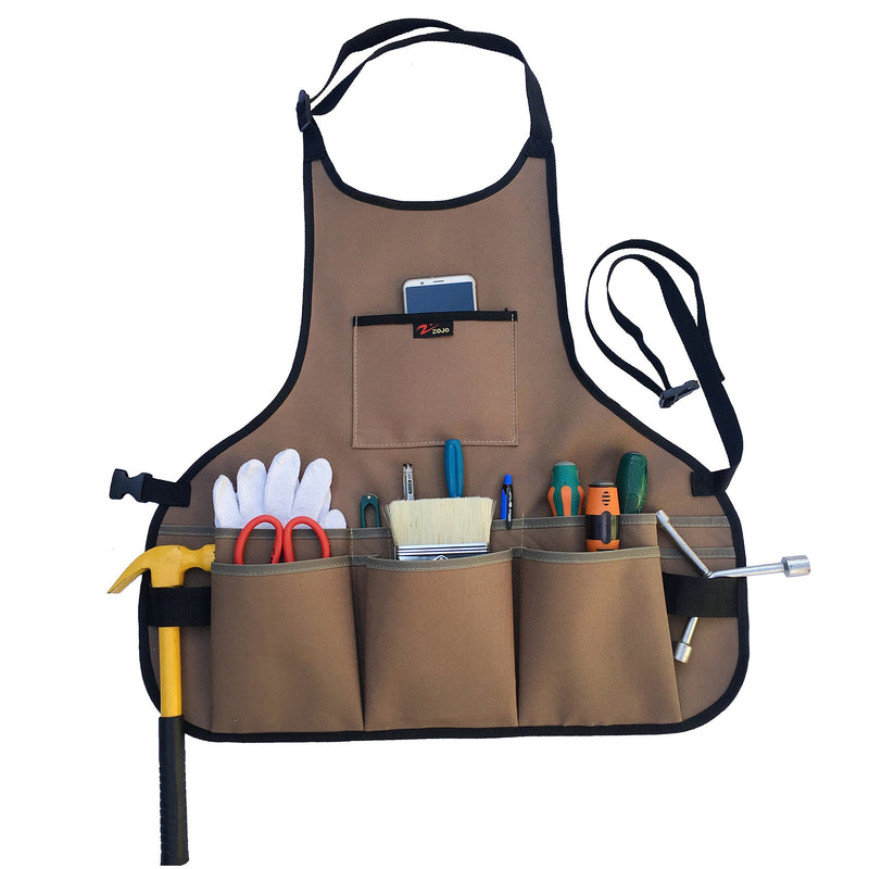 zojo Waterproof Garden Tool Apron with Tool Pockets fit for Gardening Workers mechanics, machinists, artists, chefs, tattoo, barbers, bartenders, gardener and more (Coffee) 24"*23.6" Coffee