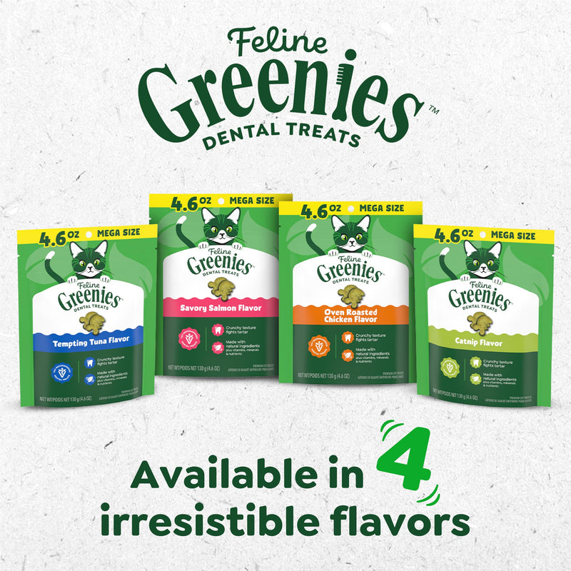Greenies Cat Treats, Veterinarian-Recommended Adult Natural Dental Cat Treats, Tempting Tuna Flavor, 4.6 oz. Tub (Pack of 2) 4.6 Ounce (Pack of 2)