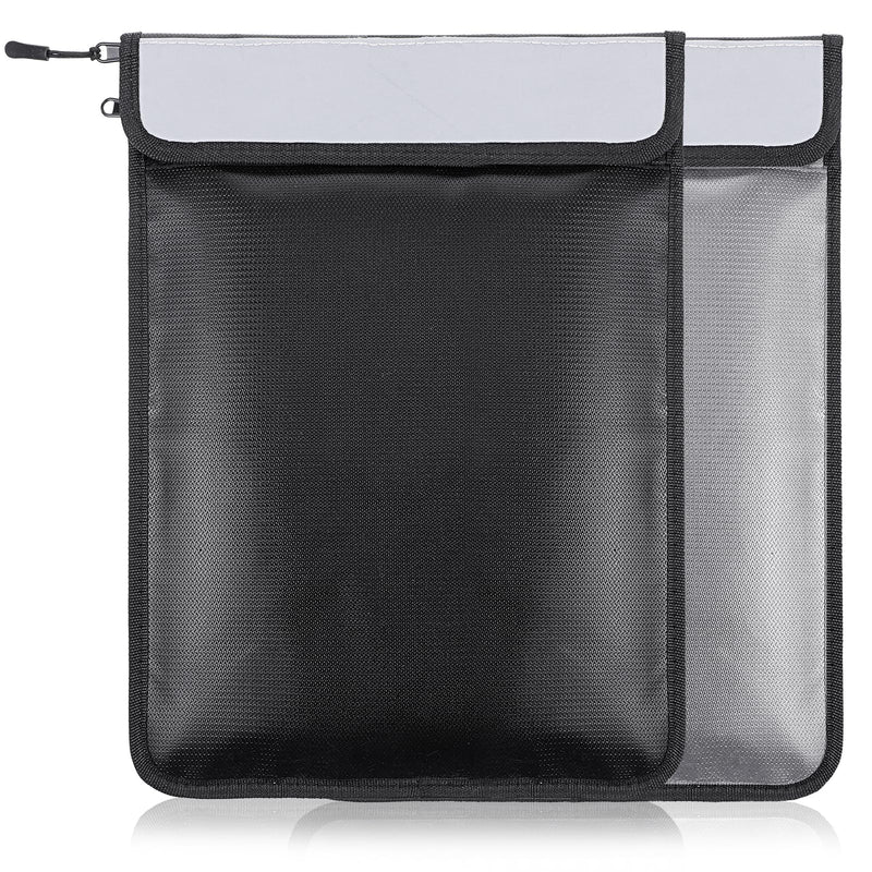 2 Pcs 5200°F Upgraded Fireproof Document Bag, Fire and Water Resistant Bag with Zipper for Documents, 15 x 11 Inch Waterproof Fireproof Money Bags for Important Documents Storage Organizer(Black&Gray) 2 Pcs(Black&Gray)