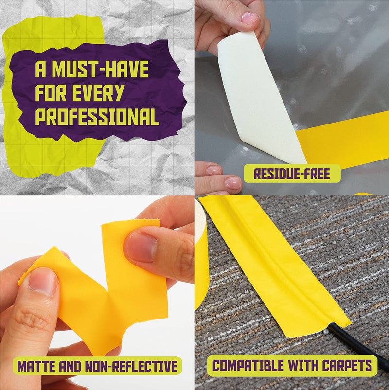 ATack Gaffer Tape, 2-Inch x 30-Yards, Yellow Premium Grade and Easy Tear Matte Yellow Gaff Main Stage Tape for Photographers, Interior Designers and Professionals