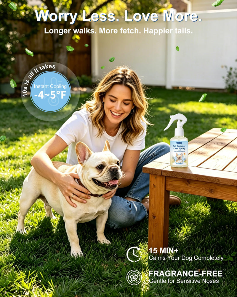 Dog Cooling Spray – Large Capacity Heat Relief for Backyard, Car & Crate – Natural Menthol, Aloe, Oat – Lick-Safe, No Fragrance for Brachycephalic, Double-Coat & Senior Dogs (5.4 fl. oz)
