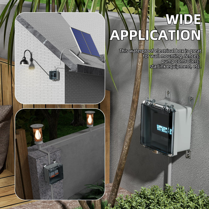 Joinfworld 6x6x4 Outdoor Electrical Box Weatherproof Junction Box Plastic Clear Waterproof Box Enclosure Nema 4 for Electronics Project WiFi Timer Conduit Marine Outside 5.9"x5.9"x3.5" Clear