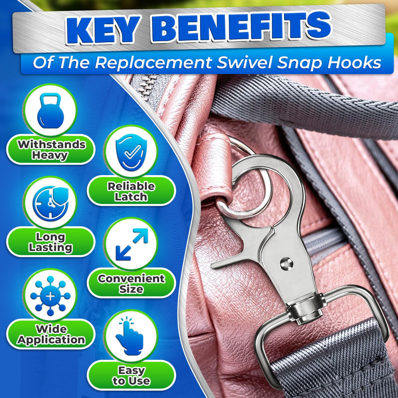 4Pcs Swivel Snap Hooks Heavy Duty Clips - 2.2" Snap Hook Carabiner Clip Lanyard Stainless Steel Carabiner Clips for Keys Lobster Claw Clasps - Dog Lash Clips Trigger Snap Hooks Dog Tag Clip 4 Silver