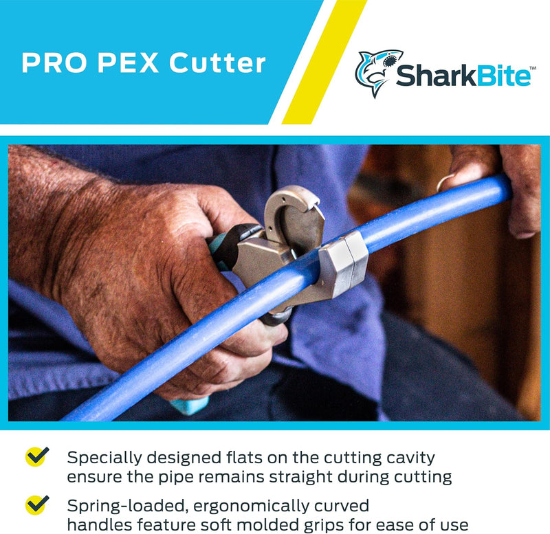 SharkBite Pro-Grade PEX Cutter, Cuts 1/4 Inch to 1 Inch CTS, 25880 Silver Pro PEX Pipe Cutter & Blade