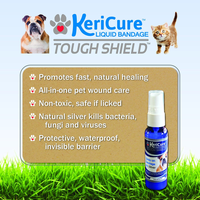 KeriCure Tough Shield Liquid Bandage, 2oz Spray on Liquid Bandage for Pets, Dogs, Cats and Small Animal Skin and Wound Care, Woman Owned Small Business, Made in The USA - PawsPlanet Australia